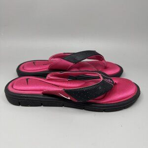 Nike Womens Comfort Footbed Sandal Size 9 Black Pink Thong Slide Flip Flop Shoe